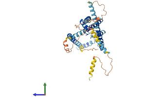 AlphaFold protein structure predicition of Human Recombinant KCNK13 Protein, UniprotID Q9HB14