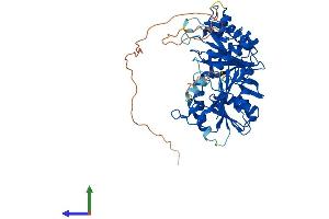 AlphaFold protein structure predicition of Human Recombinant TRMT2B Protein, UniprotID Q96GJ1