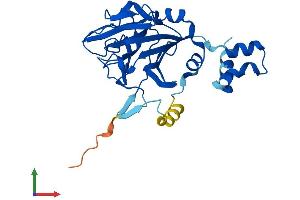 AlphaFold protein structure predicition of Mouse Recombinant Spsb1 Protein, UniprotID Q9D5L7