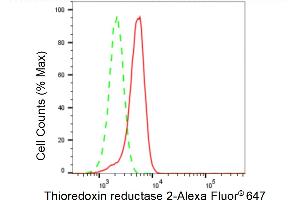 Flow cytometric analysis of Thioredoxin reductase 2 expression in HeLa cells using Thioredoxin reductase 2 antibody (ABIN7800545), 1:2,000). (Recombinant TXNRD2 anticorps)