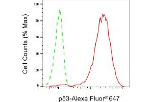 Flow cytometric analysis of p53 expression in HeLa cells using p53 antibody (ABIN7800686), 1:2,000). (Recombinant p53 anticorps)