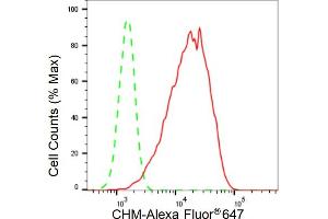 Flow cytometric analysis of CHM expression in HepG2 cells using CHM antibody (ABIN7798057), 1:2,000).