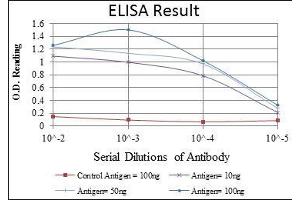 Red: Control Antigen (100 ng), Purple: Antigen (10 ng), Green: Antigen (50 ng), Blue: Antigen (100 ng),