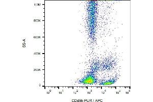 Flow cytometry analysis (surface staining) of CD49b in human peripheral blood with anti-CD49b (AK7) purified / GAM-APC. (ITGA2 anticorps)