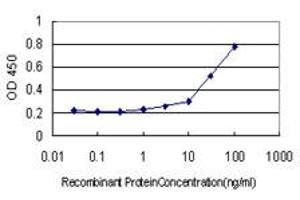 Detection limit for recombinant GST tagged MTM1 is approximately 1ng/ml as a capture antibody.