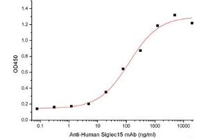 ELISA image for Sialic Acid Binding Ig-Like Lectin 15 (SIGLEC15) (Active) protein (His tag) (ABIN7321020)