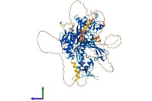 AlphaFold protein structure predicition of Human Recombinant USP20 Protein, UniprotID Q9Y2K6
