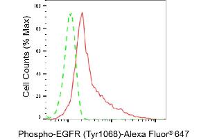 Flow cytometric analysis of Phospho-EGFR (Tyr) expression in HepG2 cells using Phospho-EGFR (Tyr) antibody (ABIN7798464), 1:2,000).
