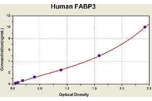 Diagramm of the ELISA kit to detect Human FABP3with the optical density on the x-axis and the concentration on the y-axis. (FABP3 Kit ELISA)