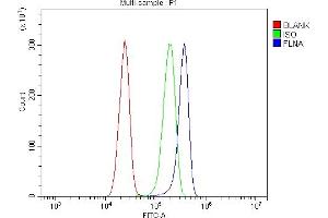 Flow Cytometry analysis of U87 cells using anti-FLNA antibody (ABIN7601782).
