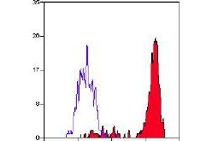 Staining of mouse peritoneal macrophages with RAT ANTI MOUSE F4/80 ANTIGEN:FITC (ABIN111853).