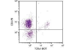 Chicken peripheral blood lymphocytes were stained with Mouse Anti-Chicken TCRγδ-BIOT. (TCRgd anticorps (Biotin))