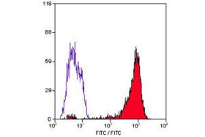 Staining of human peripheral blood lymphocytes with Mouse anti Human HLA ABC (ABIN118900).
