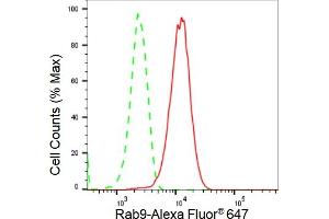Flow cytometric analysis of Rab9 expression in HepG2 cells using Rab9 antibody (ABIN7800109), 1:2,000). (Recombinant RAB9A anticorps)
