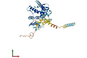 AlphaFold protein structure predicition of Mouse Recombinant Gdap1l1 Protein, UniprotID Q8VE33