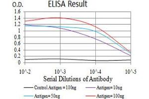 Black line: Control Antigen (100 ng);Purple line: Antigen (10ng); Blue line: Antigen (50 ng); Red line:Antigen (100 ng)