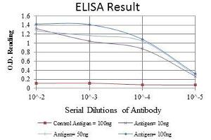 Red: Control Antigen (100 ng), Purple: Antigen (10 ng), Green: Antigen (50 ng), Blue: Antigen (100 ng),