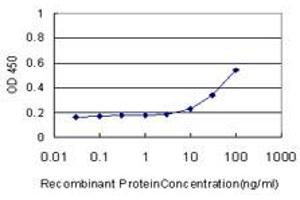 Detection limit for recombinant GST tagged MEF2A is approximately 10ng/ml as a capture antibody.