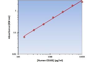 This is an example of what a typical standard curve will look like. (CD163 Kit ELISA)