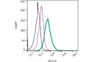 Black Line: Cells. (Mesothelin anticorps  (Extracellular, Loop 3) (APC))