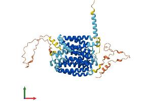AlphaFold protein structure predicition of Human Recombinant SLC18A3 Protein, UniprotID Q16572