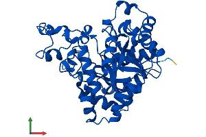 AlphaFold protein structure predicition of Human Recombinant PTER Protein, UniprotID Q96BW5
