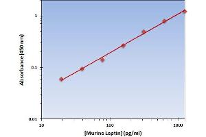 This is an example of what a typical standard curve will look like. (Leptin Kit ELISA)