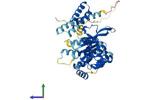 AlphaFold protein structure predicition of Human Recombinant VPS4B Protein, UniprotID O75351