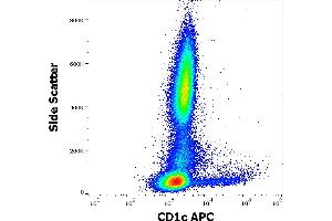 Flow cytometry surface staining pattern of human peripheral whole blood stained using anti-human CD1c (L161) APC antibody (10 μL reagent / 100 μL of peripheral whole blood). (CD1c anticorps  (APC))
