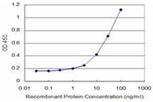 Detection limit for recombinant GST tagged LHX5 is approximately 1ng/ml as a capture antibody.
