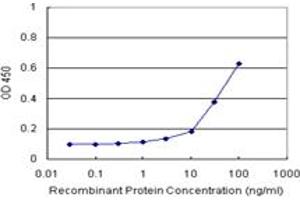 Sandwich ELISA detection sensitivity ranging from 3 ng/mL to 100 ng/mL. (DNAJB6 (Humain) Matched Antibody Pair)