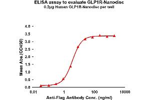 Elisa plates were pre-coated with Flag Tag R-Nanodisc (0.
