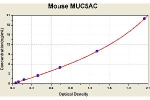 Diagramm of the ELISA kit to detect Mouse MUC5ACwith the optical density on the x-axis and the concentration on the y-axis. (MUC5AC Kit ELISA)