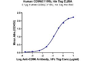 Immobilized Human CD96 (C110S) , His Tag at 1 μg/mL (100 μL/well) on the plate. (CD96 Protein (CD96) (Cys110Ser-Mutant) (His tag))