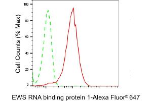 Flow cytometric analysis of EWS RNA binding protein 1 expression in HepG2 cells using EWS RNA binding protein 1 antibody (ABIN7798537), 1:2,000).