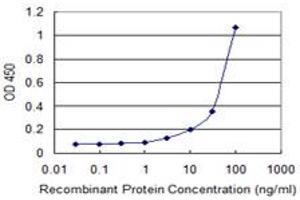 Detection limit for recombinant GST tagged ERBB2 is 1 ng/ml as a capture antibody.