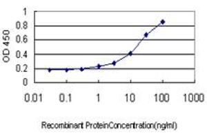 Detection limit for recombinant GST tagged MMP26 is approximately 1ng/ml as a capture antibody.