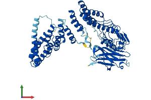 AlphaFold protein structure predicition of Human Recombinant RABGGTA Protein, UniprotID Q92696