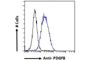 ABIN6391413 Flow cytometric analysis of paraformaldehyde fixed HeLa cells (blue line), permeabilized with 0. (PDGFB anticorps  (C-Term))