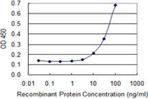 Detection limit for recombinant GST tagged EZR is 3 ng/ml as a capture antibody.