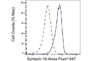 Validation of Syntaxin 16 knockdown using flow cytometry. (Recombinant Syntaxin 16 anticorps)
