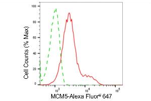 Flow cytometric analysis of MCM5 expression in HepG2 cells using MCM5 antibody (ABIN7799420), 1:2,000). (Recombinant MCM5 anticorps)