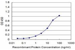 Detection limit for recombinant GST tagged CSPG5 is approximately 1ng/ml as a capture antibody. (CSPG5 anticorps  (AA 445-539))