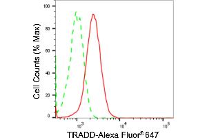 Flow cytometric analysis of TRADD expression in HT- cells using TRADD antibody (ABIN7800568), 1:2,000). (Recombinant TRADD anticorps)