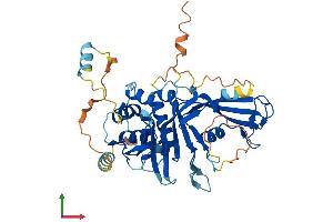 AlphaFold protein structure predicition of Human Recombinant USP27X Protein, UniprotID A6NNY8