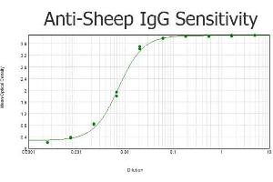 ELISA results of purified Donkey anti-Sheep IgG Antibody Peroxidase Conjugated tested against purified Sheep IgG.