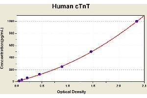 Diagramm of the ELISA kit to detect Human cTnTwith the optical density on the x-axis and the concentration on the y-axis. (Cardiac Troponin T2 Kit ELISA)