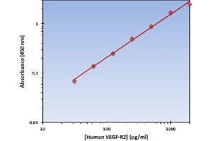 This is an example of what a typical standard curve will look like. (VEGF-R2 Kit ELISA)
