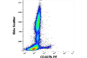 Flow cytometry surface staining pattern of human peripheral whole blood stained using anti-human CD307b (B24) PE antibody (10 μL reagent / 100 μL of peripheral whole blood). (FCRL2 anticorps  (PE))