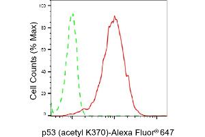 Flow cytometric analysis of p53 (acetyl K370) expression in HepG2 cells using p53 (acetyl K370) antibody (ABIN7800682), 1:2,000). (Recombinant p53 anticorps  (acLys370))
